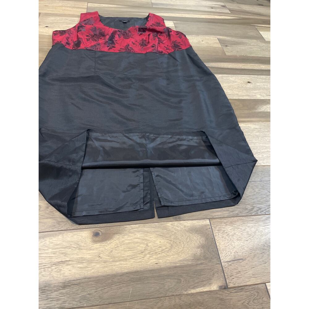 Le Bos Suit Set Size 24W Red Black Floral Blazer and Dress Matte Satin Lined - Picture 6 of 13